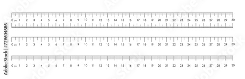 Ruler blank isolated. Measuring tool. Ruler Graduation template. Size indicator units PNG