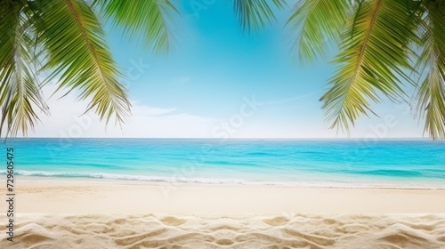 Tropical beach with white sand and palm trees. Seascape. © Voilla