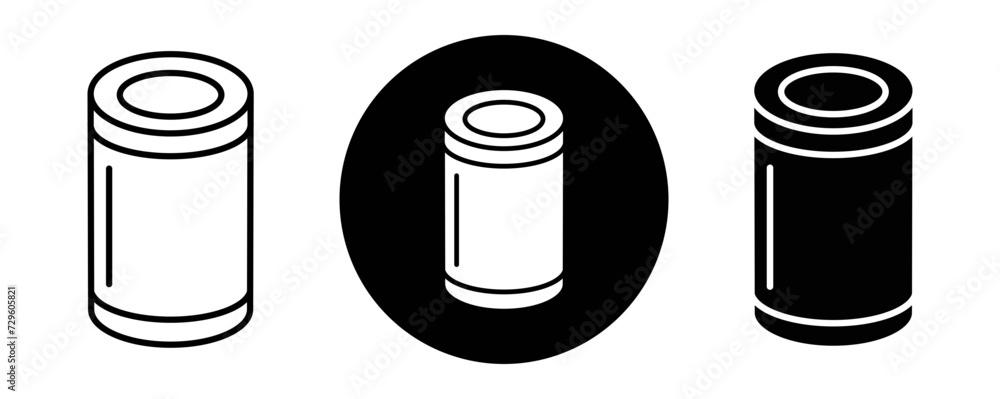 Tin can outline icon collection or set. Tin can Thin vector line art Tin can outline icon collection or set. Tin can Thin vector line art