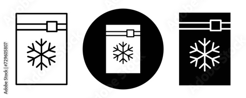 Frozen food bag outline icon collection or set. Frozen food bag Thin vector line art