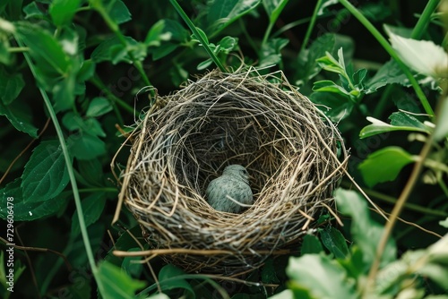 Empty bird's nest. Build a nest from tree branches and twigs Generative AI