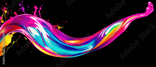 Colorful abstract 3D wave of fluid neon liquid
