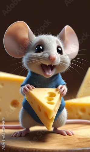Funny Mouse eats cheese