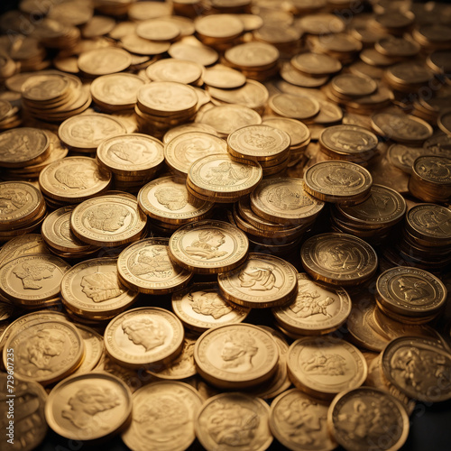 Group of gold coins business money