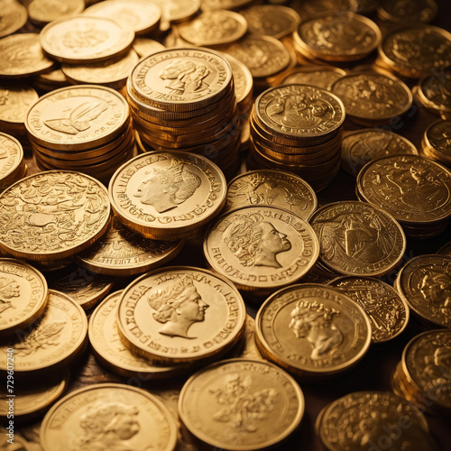 Group of gold coins business money photo
