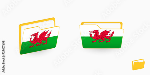 Wales flag on two type of folder icon.