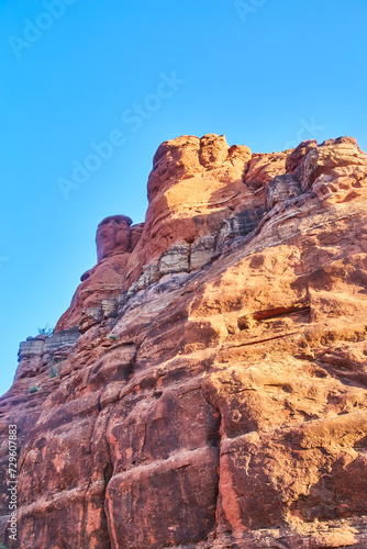 Sedona Red Rock Cliffs at Golden Hour, Low Angle View