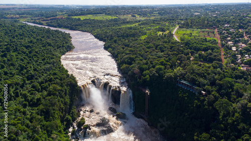 Breathtaking Aerial Panoramic view of Saltos del Monday  Paraguay