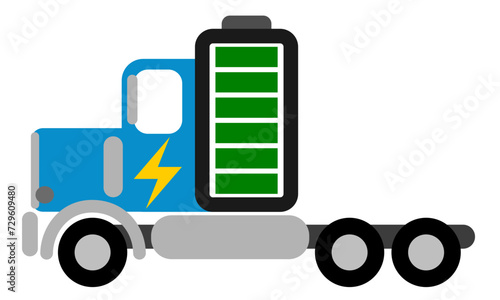 Vector illustration of electric truck with large Li-Ion battery