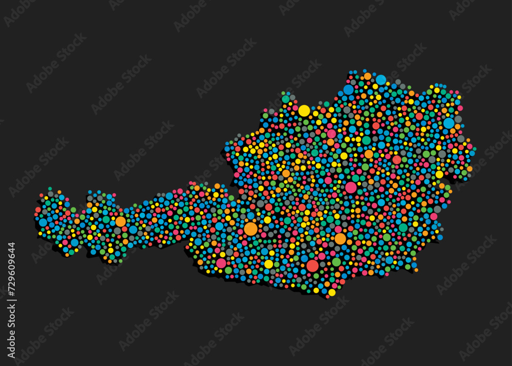 Obraz premium Creative map Austria from random colorful dots
