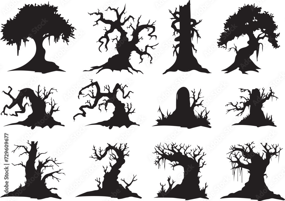 Set Trees. Hand drawn vector illustration Set Trees. Hand drawn vector illustration