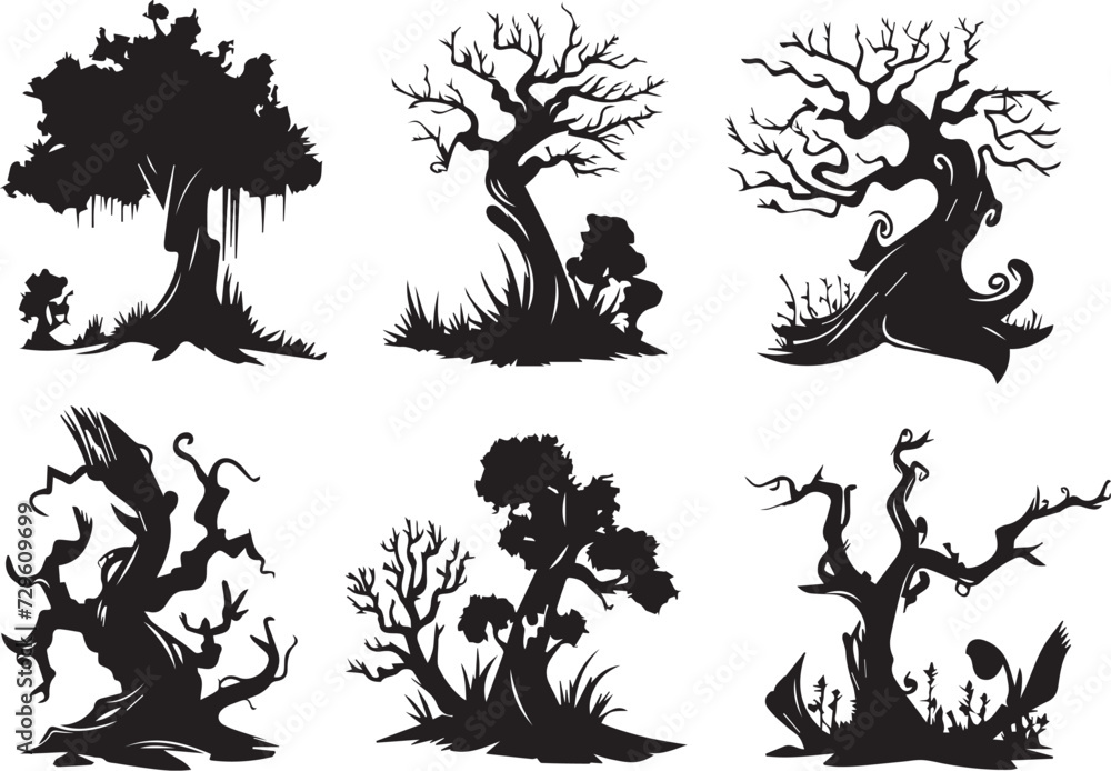 Set Trees. Hand drawn vector illustration Set Trees. Hand drawn vector illustration