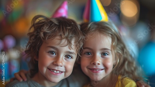 Siblings' beaming smiles showcase their bond during a memorable joint birthday party