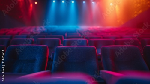 Beautiful abstract empty cinema background large copyspace area, offcenter composition