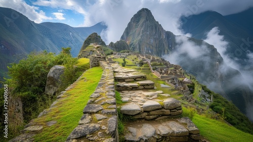 Discovering the ancient mysteries of Machu Picchu, high in the Andes Mountains © yganko