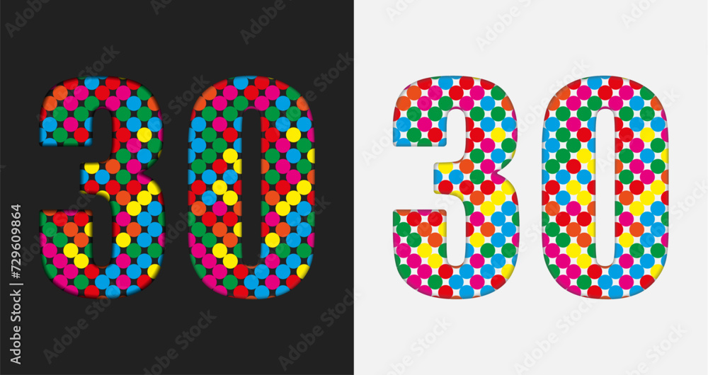 Bubble number - 30. Glitter figure of colored dots Bubble number - 30. Glitter figure of colored dots