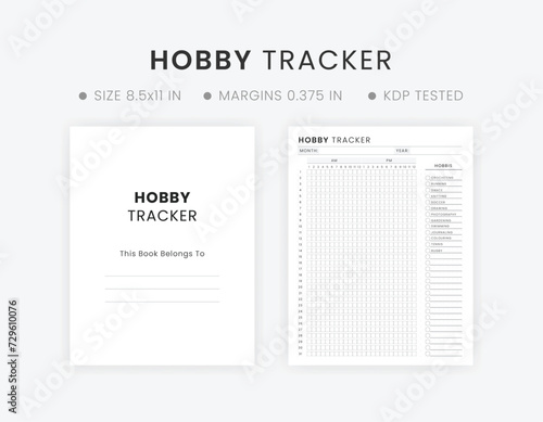 Hobby Tracker Bullet Journal Printable Template With this user-friendly Monthly Habit Tracker Page, Daily Wellness Journal