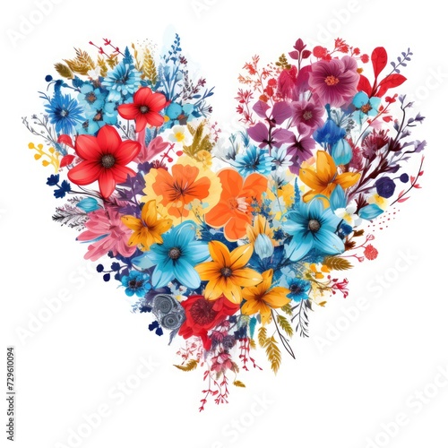 Illustration abstract flower heart. Pretty flowers with leaves in the shape of a heart. © Olga Mukashev