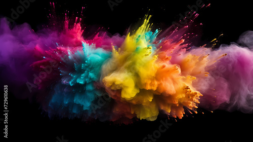 Indian Happy Holi concept  colorful powder background  blue  yellow  pink