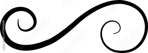 Black line calligraphic vintage swirl icon classic antique typographic filigree curls. Elegant retro Ink hand drawn swashes. Christmas ornate wedding invitation. Victorian style flourish scroll vector photo