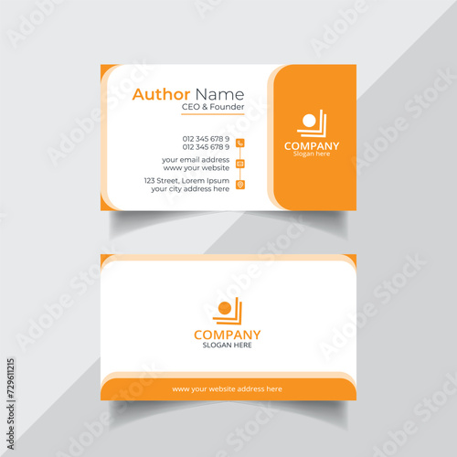 Vector clean style yellow color business card template design or visiting card design