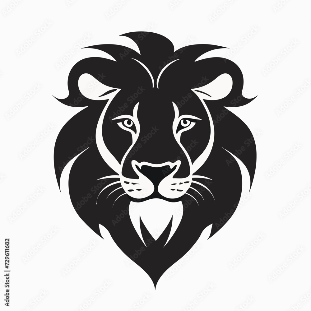 Bold Lion Emblem on Crisp White Canvas: Elevate Your Style , black lion logo on a white background