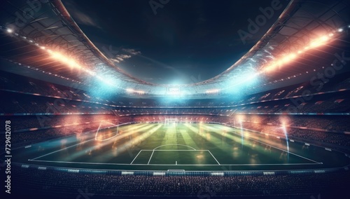 Large modern football stadium football game design. Championship game summer background..