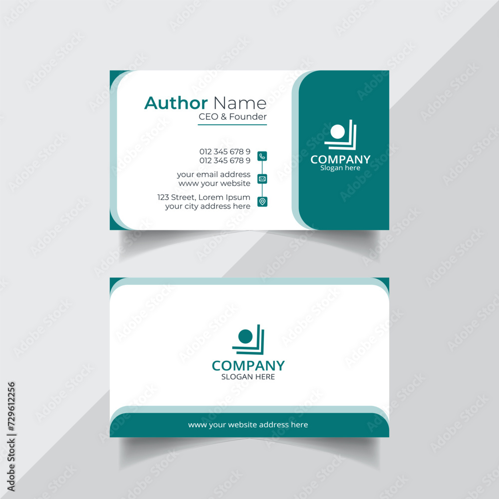 Vector clean style green color business card template design or visiting card design