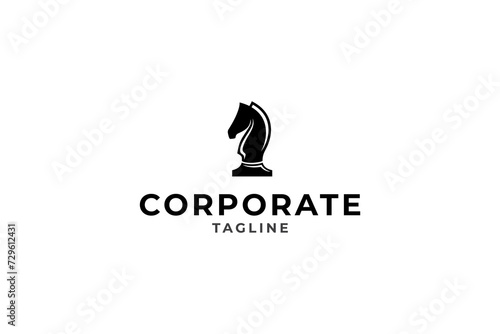 chess horse silhouette vector logo design template with flat style