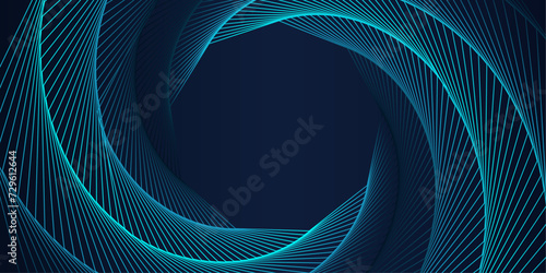 Abstract dark blue background with glowing blue rounded rectangle lines. Modern shiny geometric striped futuristic technology vector illustration