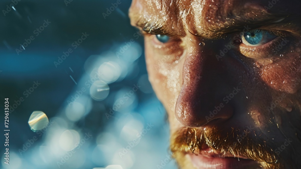 A close-up of a man's intense blue eyes A close-up of a man's intense blue eyes