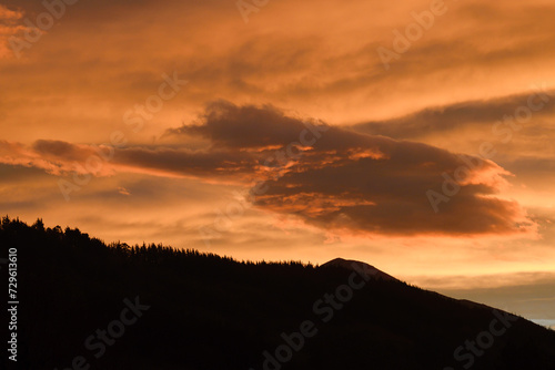 Sunrise with reddish clouds in Galdames photo