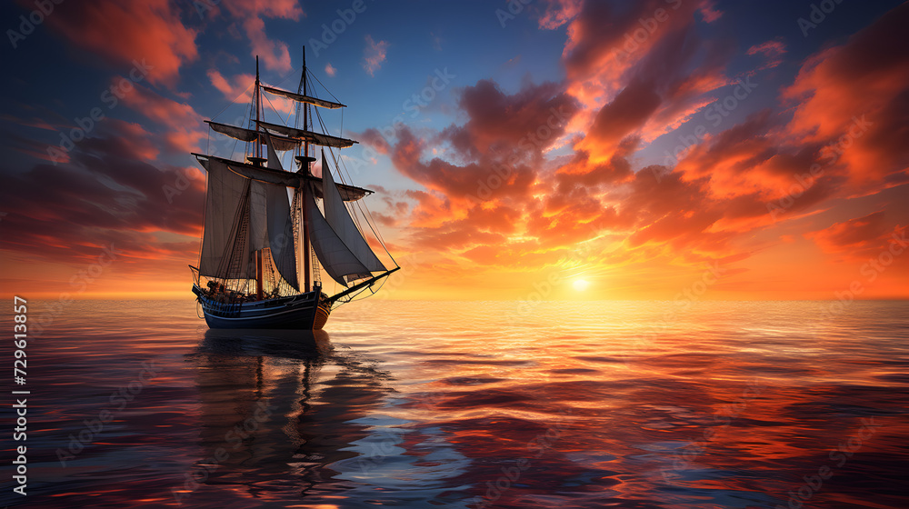 Glorious Sunrise Over Mountain Meadow
A ship in the sea Pro Photo
