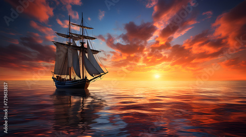 Glorious Sunrise Over Mountain Meadow A ship in the sea Pro Photo  © Abdul