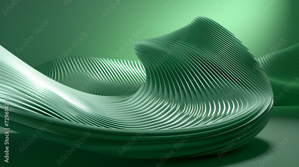 Fototapeta premium green waves 3d abstract figure , wallpaper, background, digital