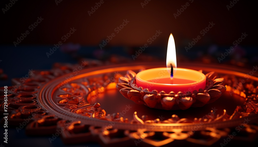 Glowing candle ignites spirituality, symbolizing love and harmony generated by AI Glowing candle ignites spirituality, symbolizing love and harmony generated by AI
