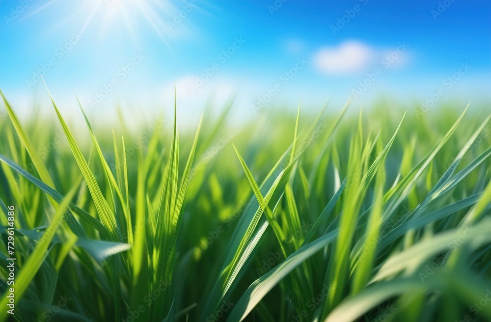 Obraz premium Background with green grass and sky 
