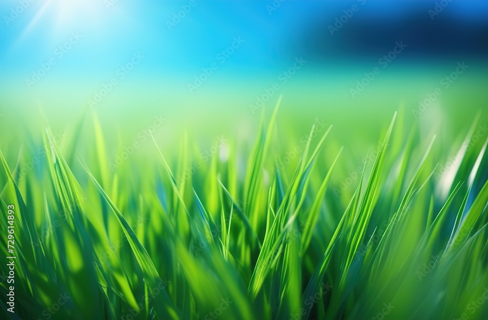 Background with green grass and sky Background with green grass and sky