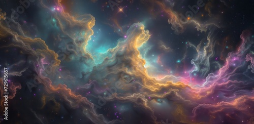 Stellar Majesty: Ethereal Cosmic Clouds in Celestial Dance