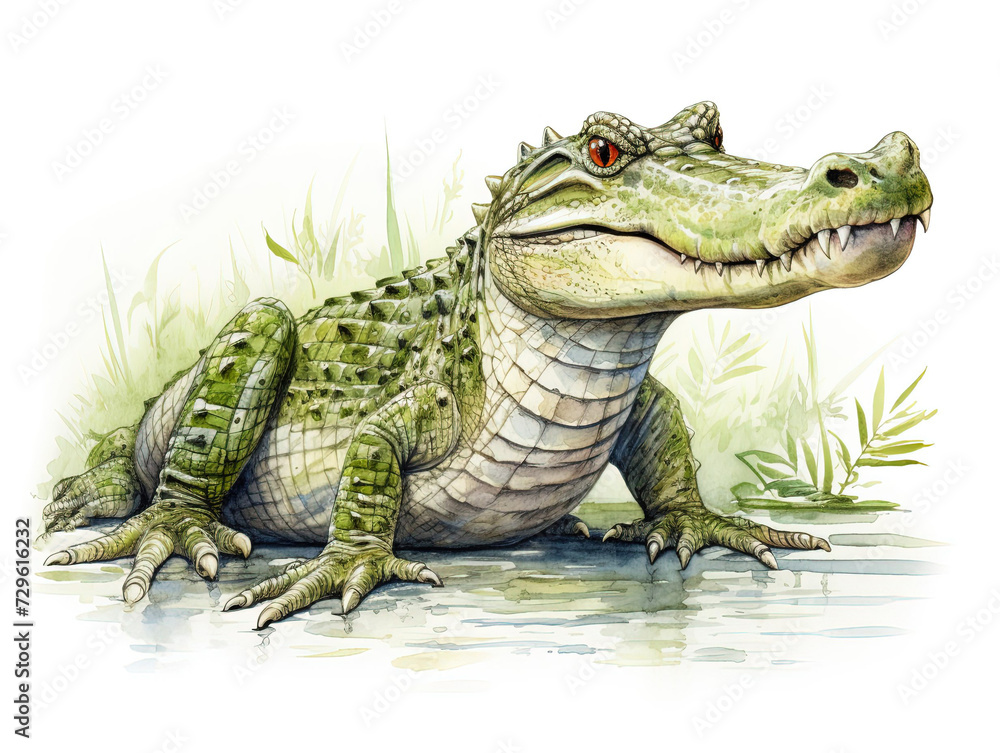 Fototapeta premium Cute little crocodile full body painting
