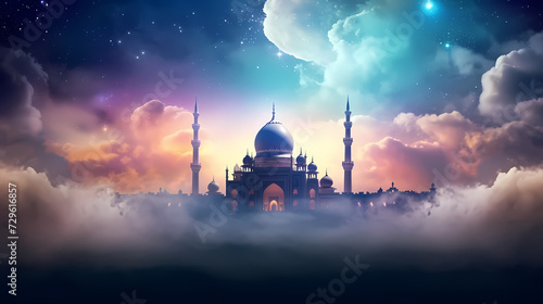 Glowing background for muslim feast in holy month of Ramadan Kareem