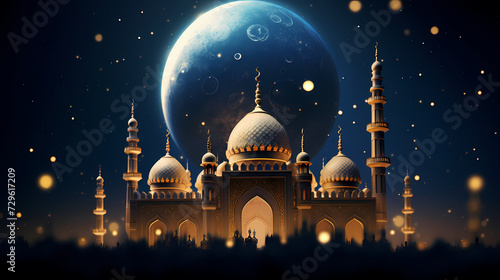 Glowing background for muslim feast in holy month of Ramadan Kareem © Derby