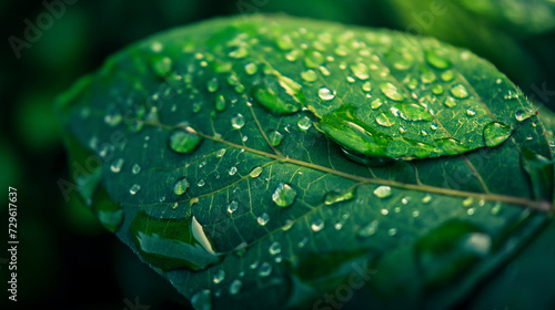 Vivifying Viscid Drops: Nature's Lustrous Beads on a Lush Leaf