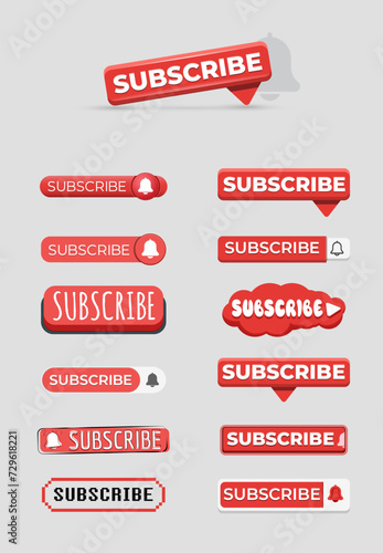 Set of vector icons for web and social networks Subscribe.
