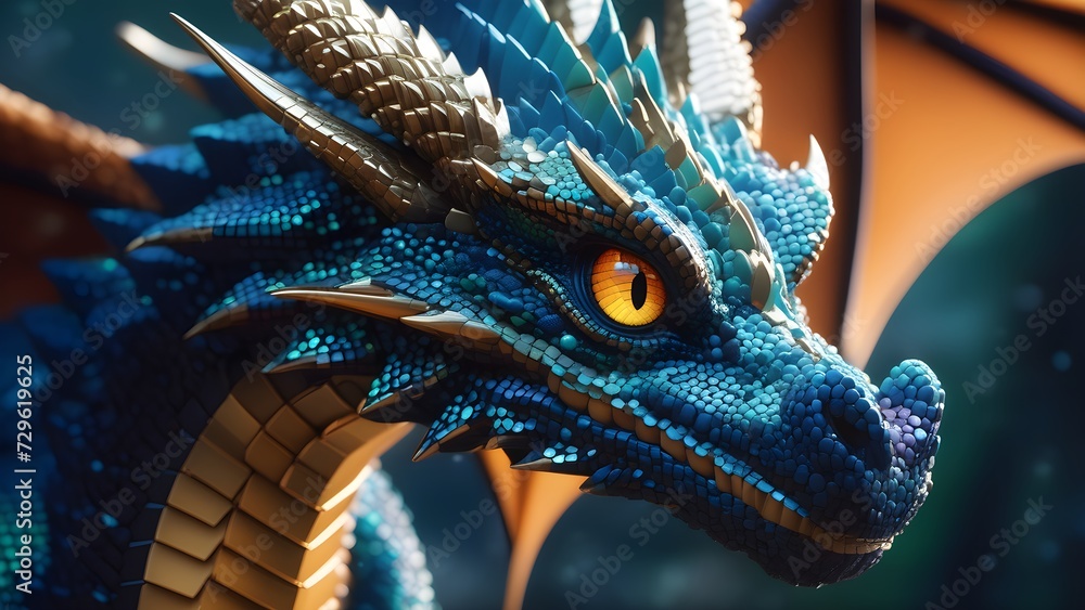 Ilustração do Stock: Voxel pixel art dragon. Cut dragon with big eyes ...