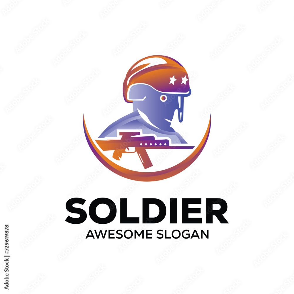 Military soldier war logo  template mascot esport gaming logo Soldier special force vector icon. 