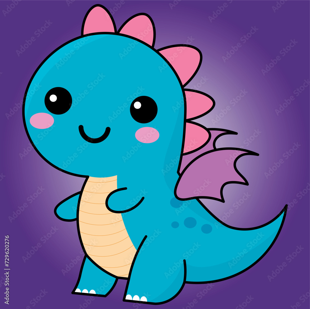 Cute dinosaur illustration in childish theme and colors, vector for backgrounds Cute dinosaur illustration in childish theme and colors, vector for backgrounds