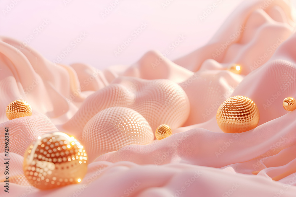 3d art background with pink waves, shapes and balls 3d art background with pink waves, shapes and balls