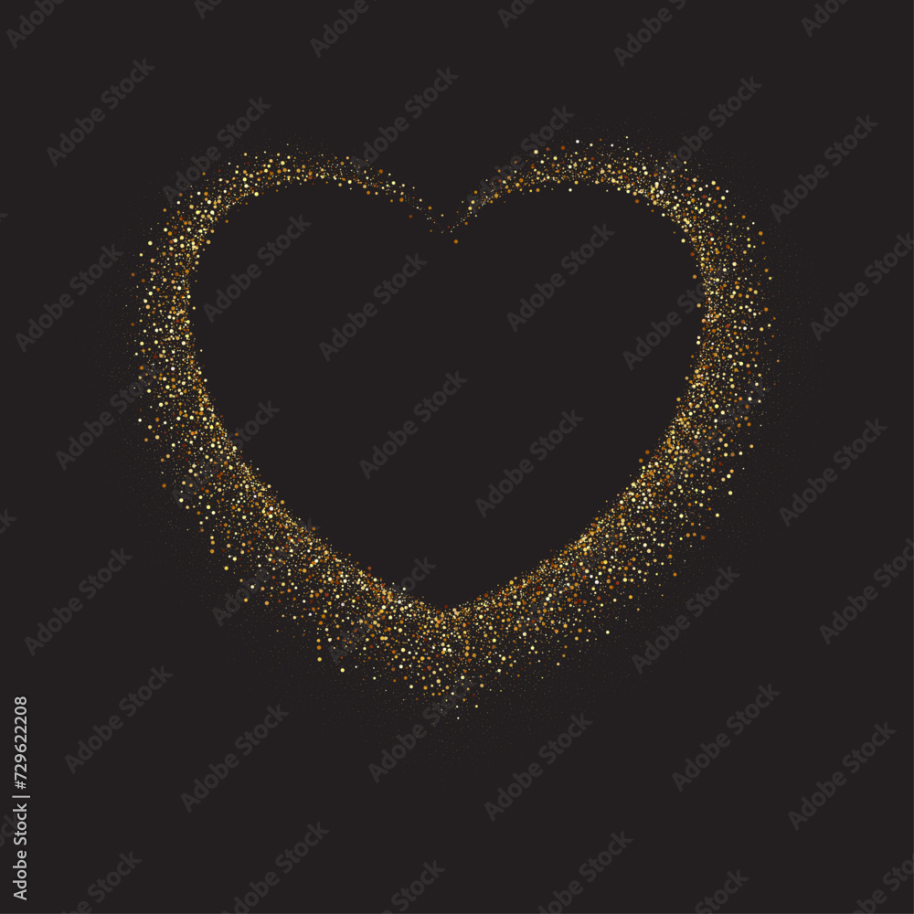 Gold glitter heart frame. Luxury shimmer heart shape border. Gold glitter heart frame. Luxury shimmer heart shape border.