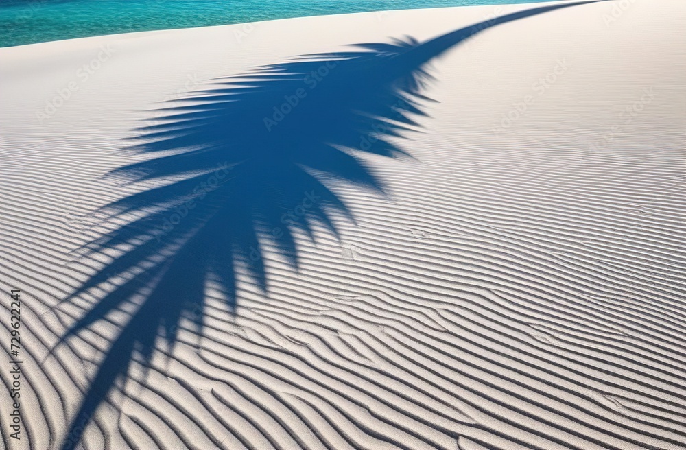beach with shadows of palm trees